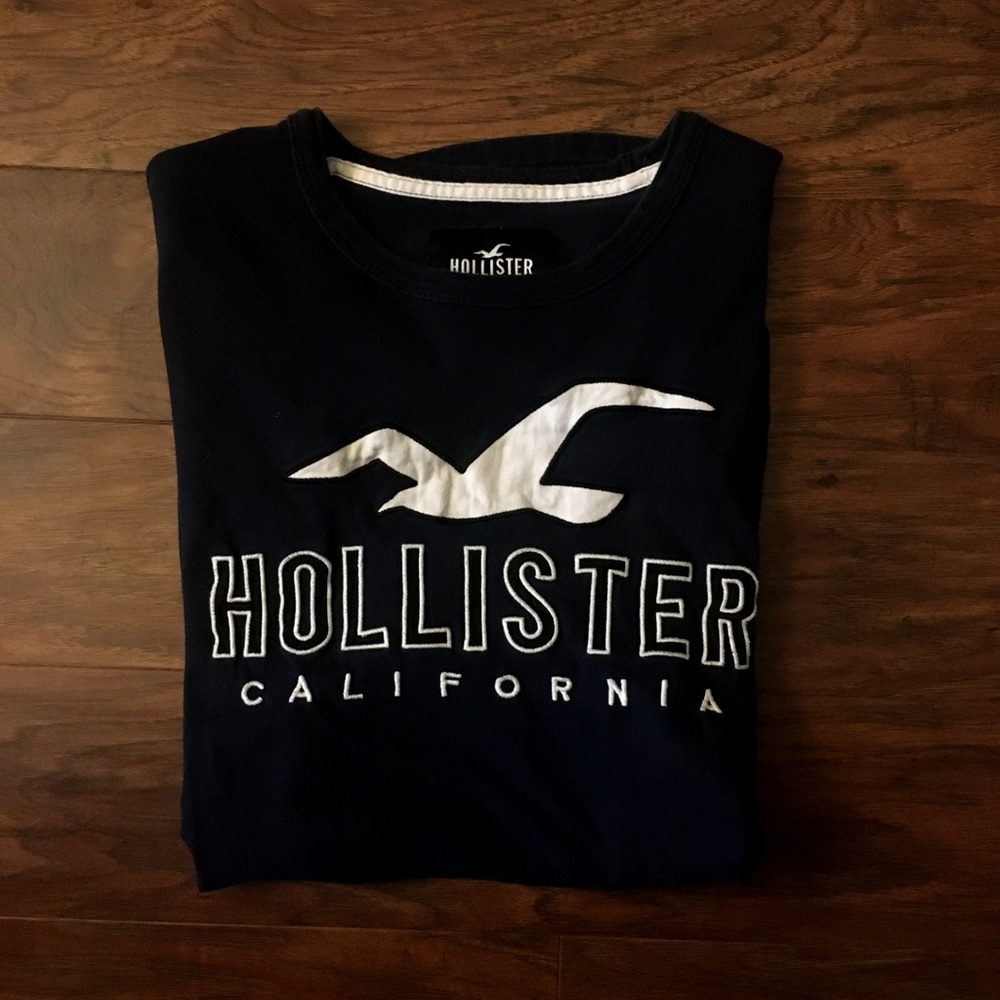 Navy Blue Hollister Curved Tee